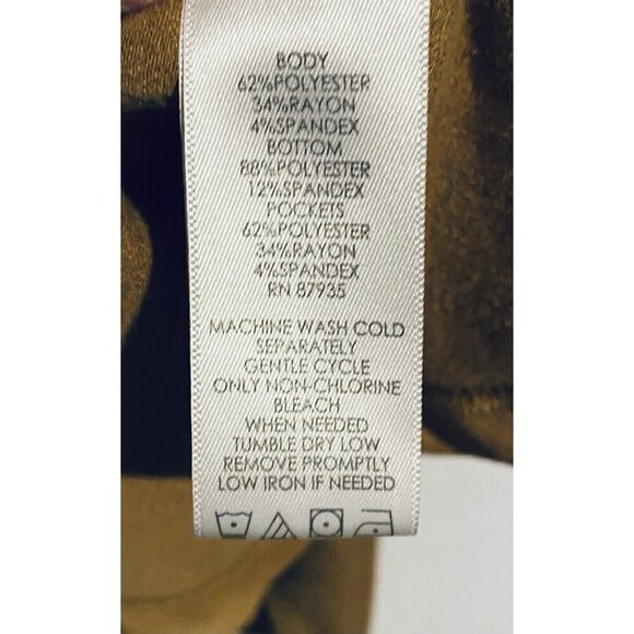 LOGO Lori Goldstein Cardigan Womens 1X Brown French Terry Faux Suede Pockets - Picture 5 of 7